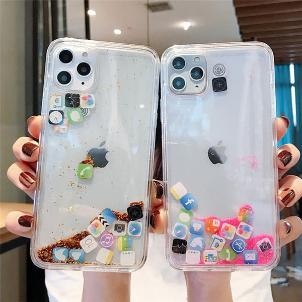 Liquid Glitter Icon Phone Case Cover