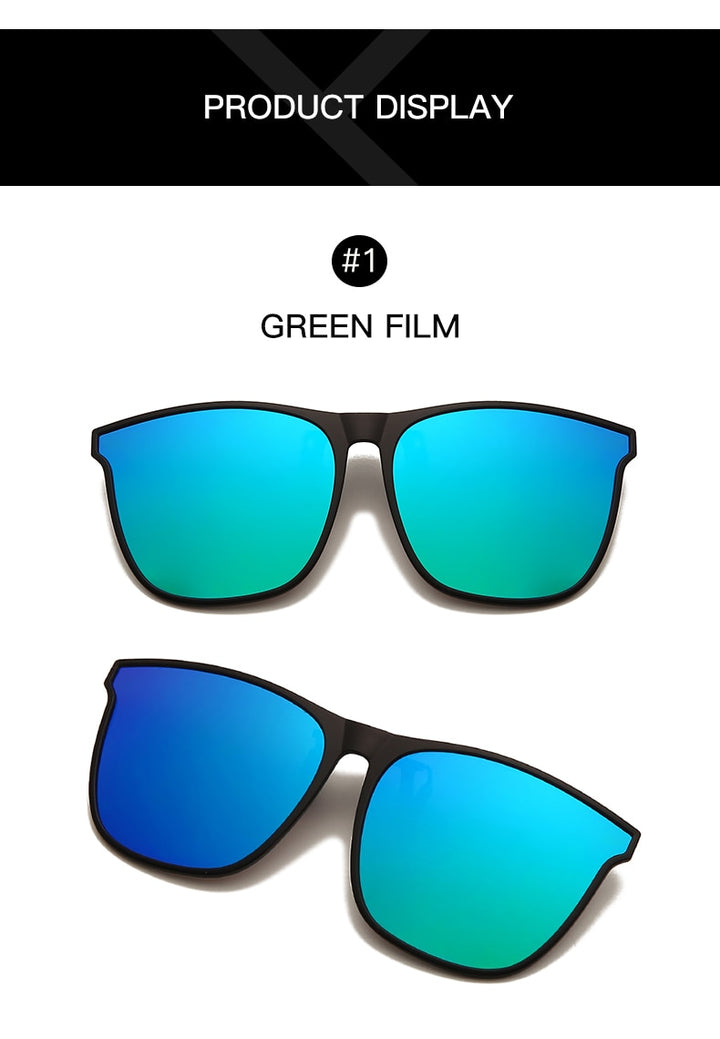 Polarized Clip-On Flip Up Metal Clip Sunglasses For Prescription Glasses