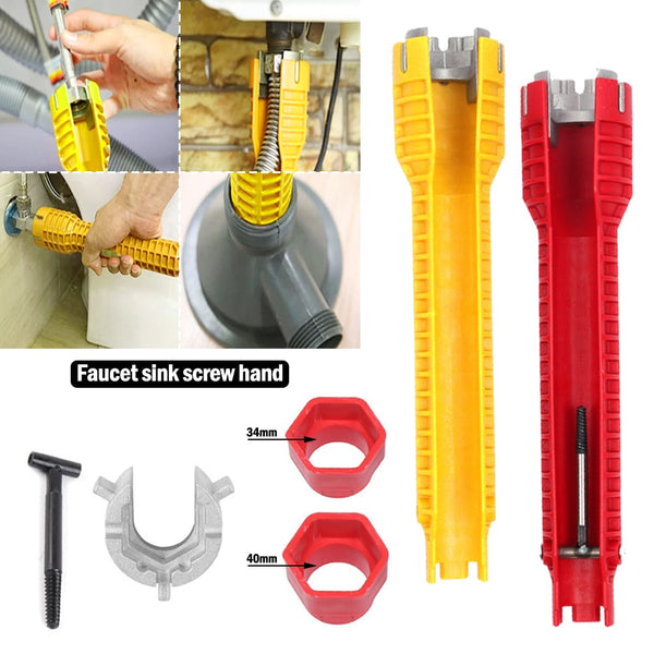 (8-in-1) faucet and sink installer,multi-purpose wrench plumbing tool for Toilet Bowl/Sink/Bathroom/Kitchen Plumbing and more (red)