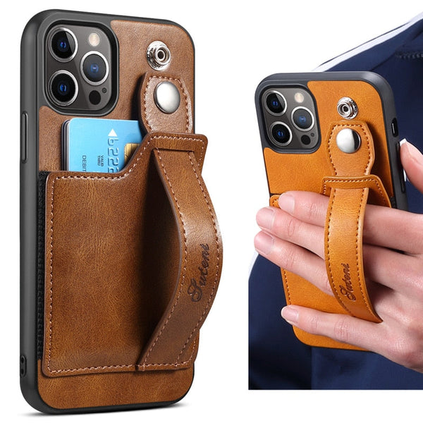 3-in-1 Wrist Band Card Holder Bracket Case for iPhone