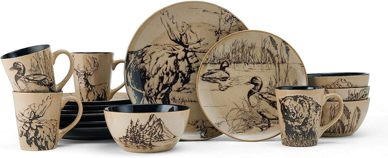 Mossy Oak Animal Print 16 Piece Dinnerware Set