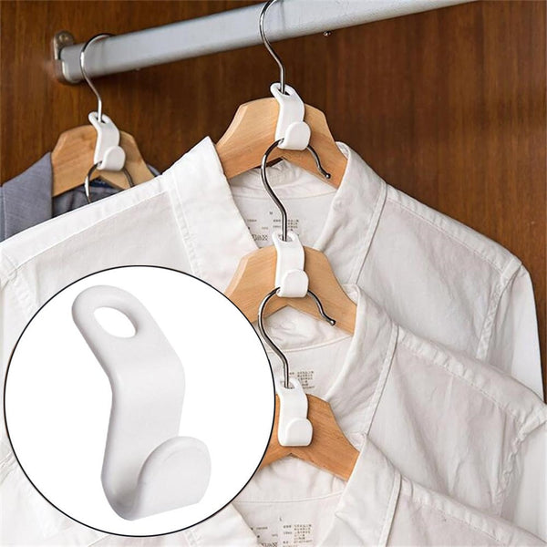 Space-Saving Clothes Hanger Connector Hooks