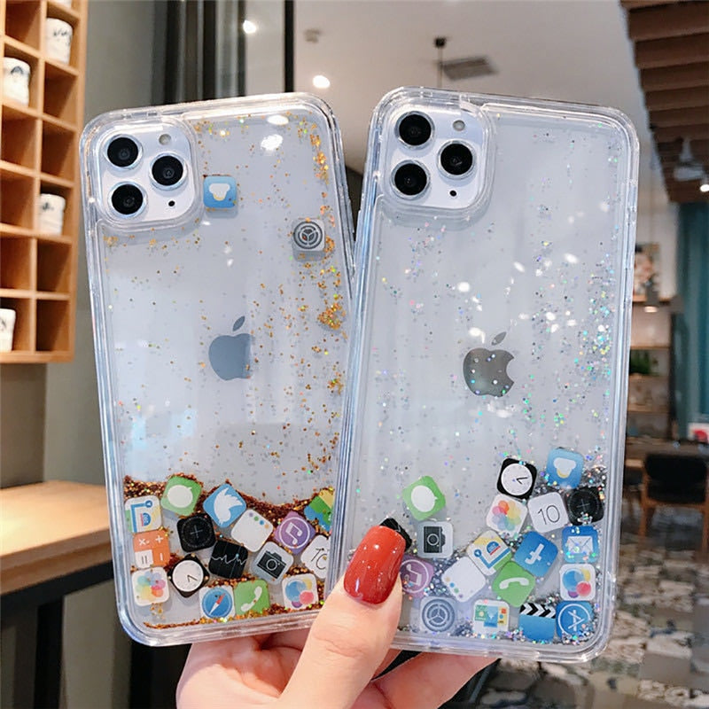 Liquid Glitter Icon Phone Case Cover