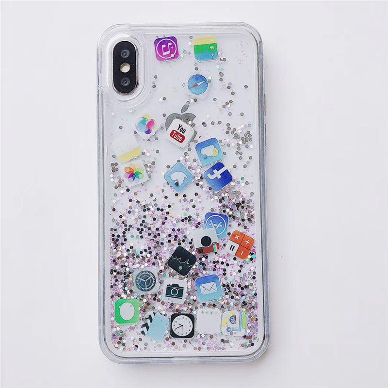 Liquid Glitter Icon Phone Case Cover