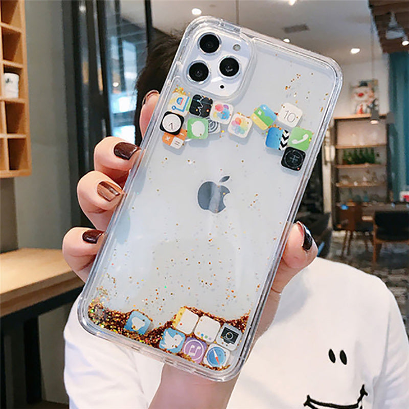 Liquid Glitter Icon Phone Case Cover