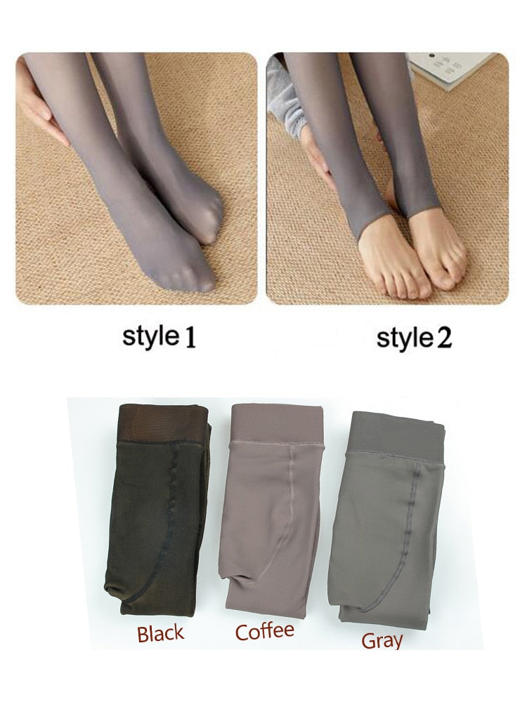 Flawless Legs Fake Translucent Warm Plush Lined Elastic Tights