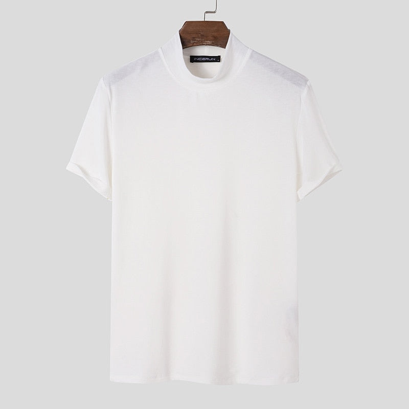 Mens High Neck Slim Fit T-shirt