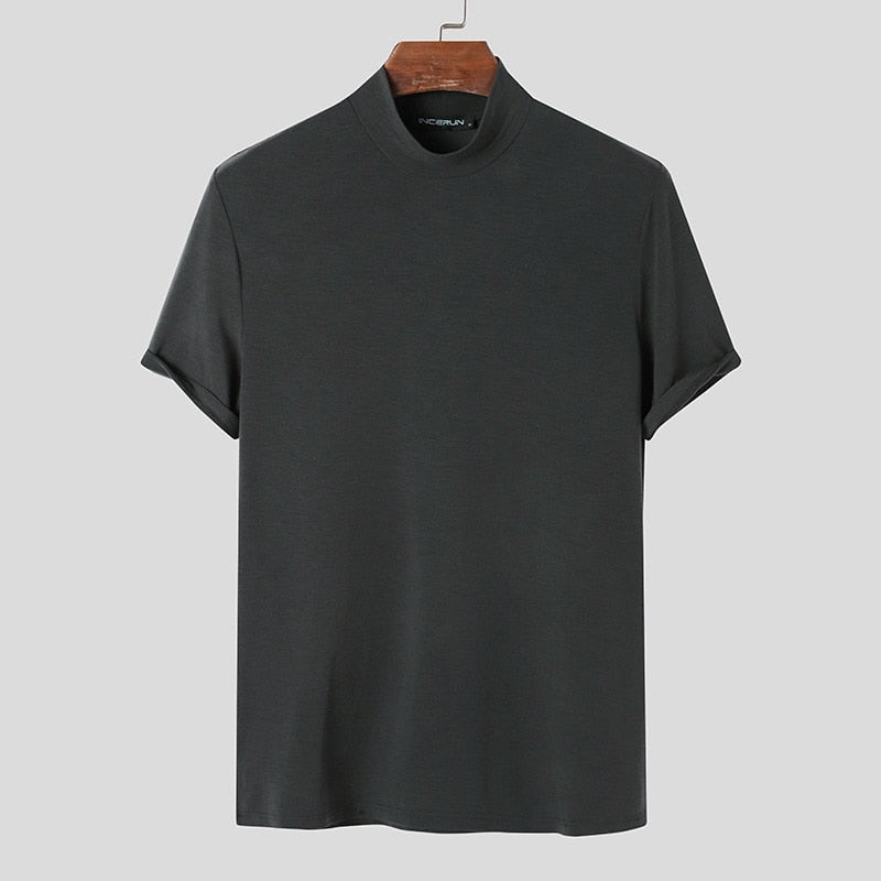 Mens High Neck Slim Fit T-shirt