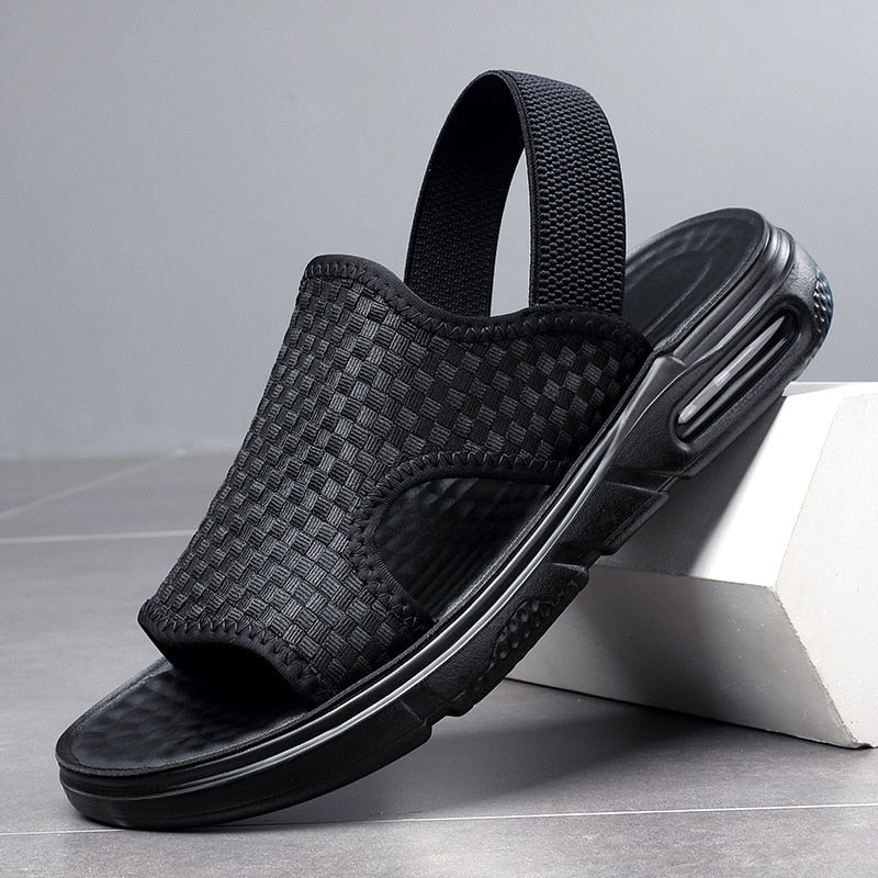 Soft Sole Black Woven Summer Sandals