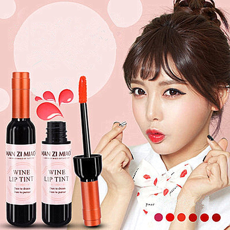 Wine Lip Tint Wine Lipgloss Waterproof Bottle Style Set (6 color)