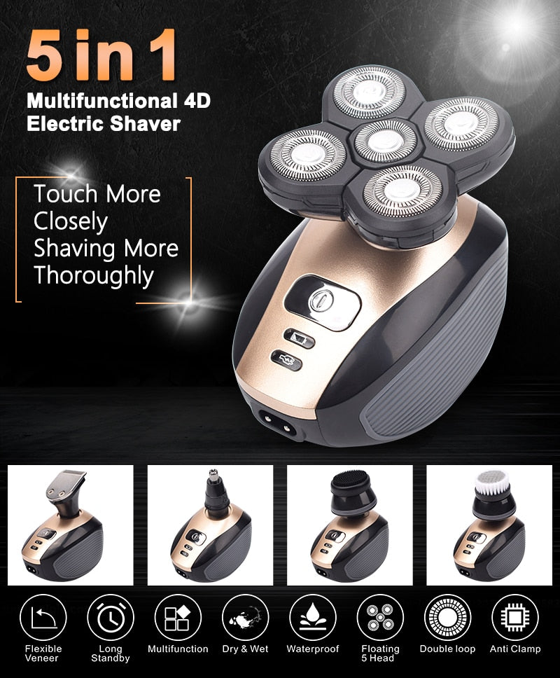 5 in 1 Electric Hair Razor For Men Bald Head Shaver