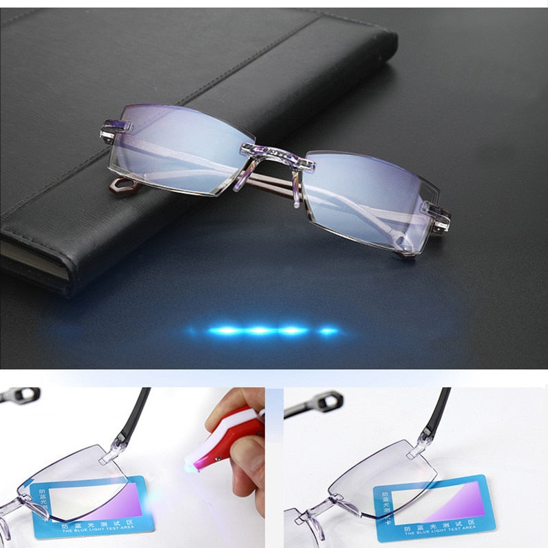 FoldFlat Sapphire High Hardness Anti-Blue Progressive Far And Near Dual-Use Reading Glasses