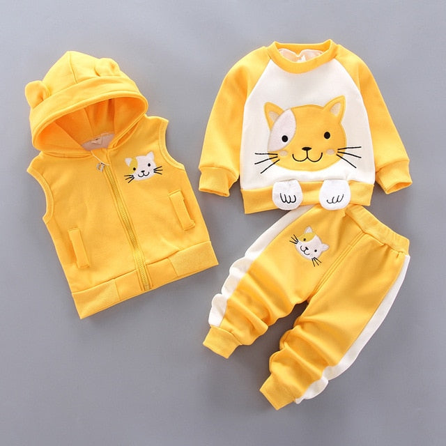 3-piece Kid Bear Embroidery Thickened Set (12M-4Y)