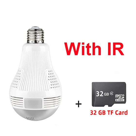 Wireless 360° Panoramic Wifi HD 1080P MOTION ACTIVATED Light Bulb Camera