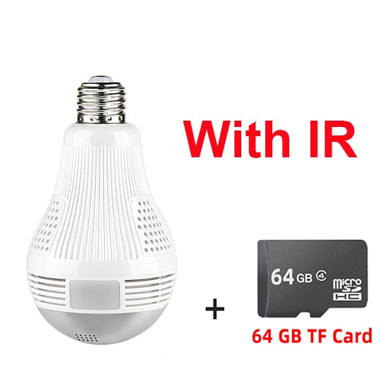 Wireless 360° Panoramic Wifi HD 1080P MOTION ACTIVATED Light Bulb Camera