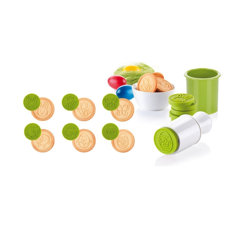 Non-Stick Cookie Stamp & Cutter (6 Styles Set)