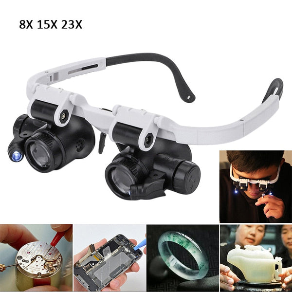 LED Glasses Magnifier 8x 15x 23x