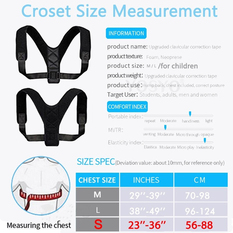 Posture Adjustable Corrector Therapy Back Brace for （unisex）