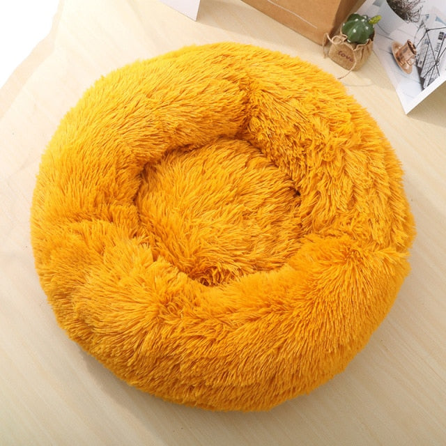 Fluffy Calming Donut Dog Bed for Cats & Dogs, Washable Plush Large Dog Sofa for Pets