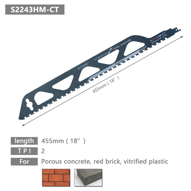 Reciprocating Saw Blade For Cutting Wood, Porous Concrete, Bricks