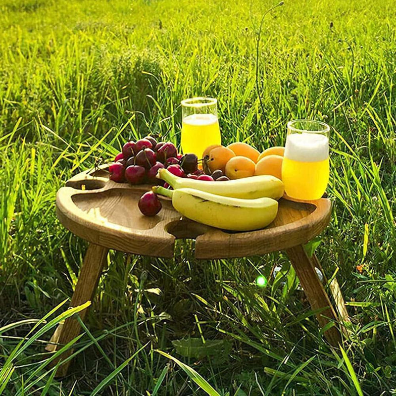 Wooden Outdoor Folding Picnic Table-With Glass Holder