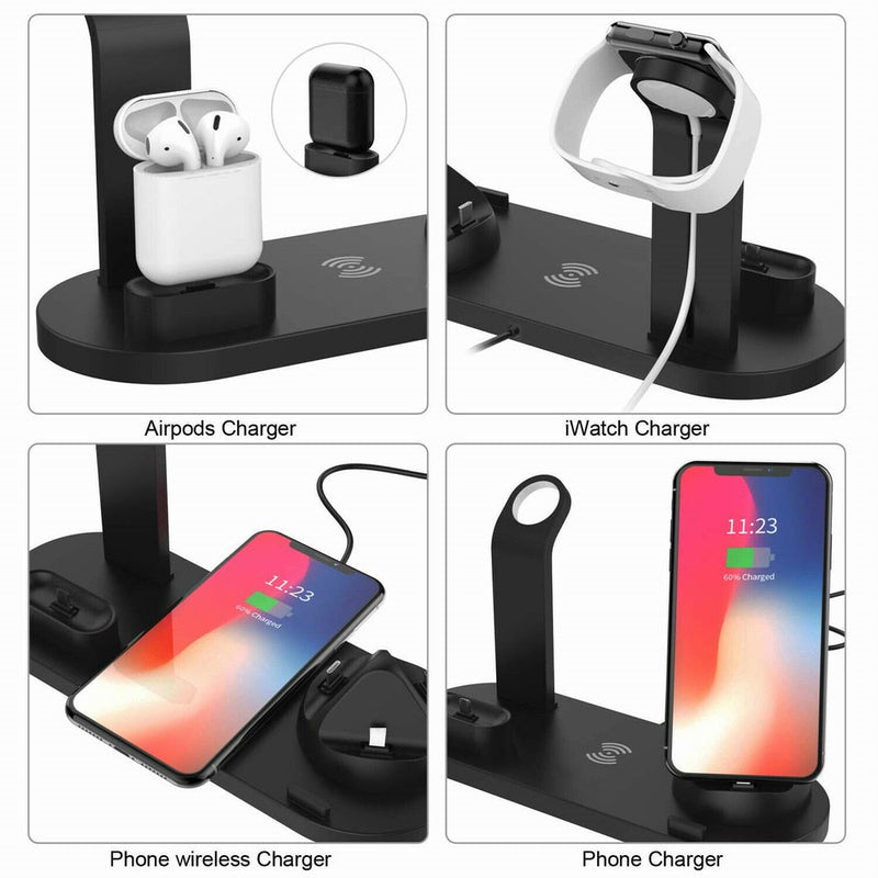 4-in-1 Multi Device Wireless Charging Dock Station for Apple iPhone, Samsung, Android, iWatch, iPad, Airpods, Google Pixel