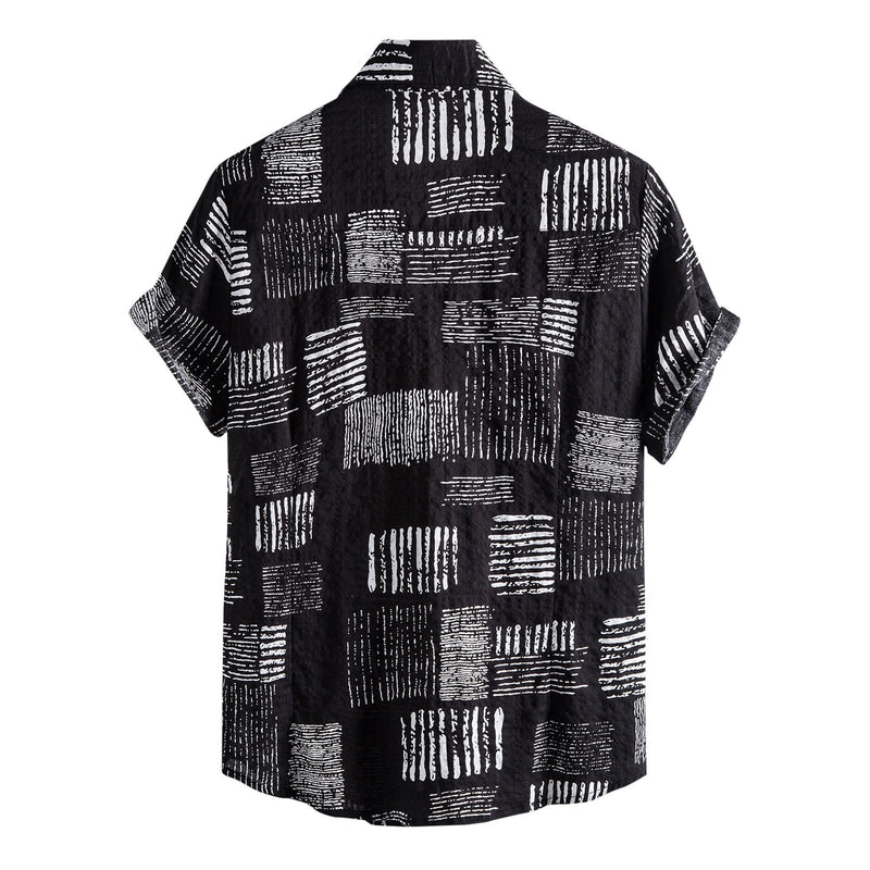 Men's Solid Color Print Casual Short-Sleeved Shirt Whith Chest Pocket