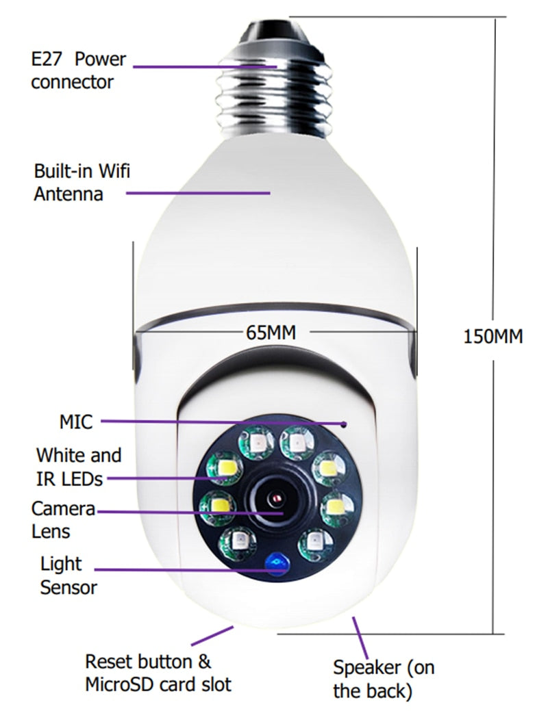 Wireless Wifi Light Bulb Camera Security Camera