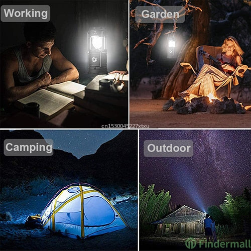 6 in 1 Portable Outdoor LED Camping Lantern With Fan