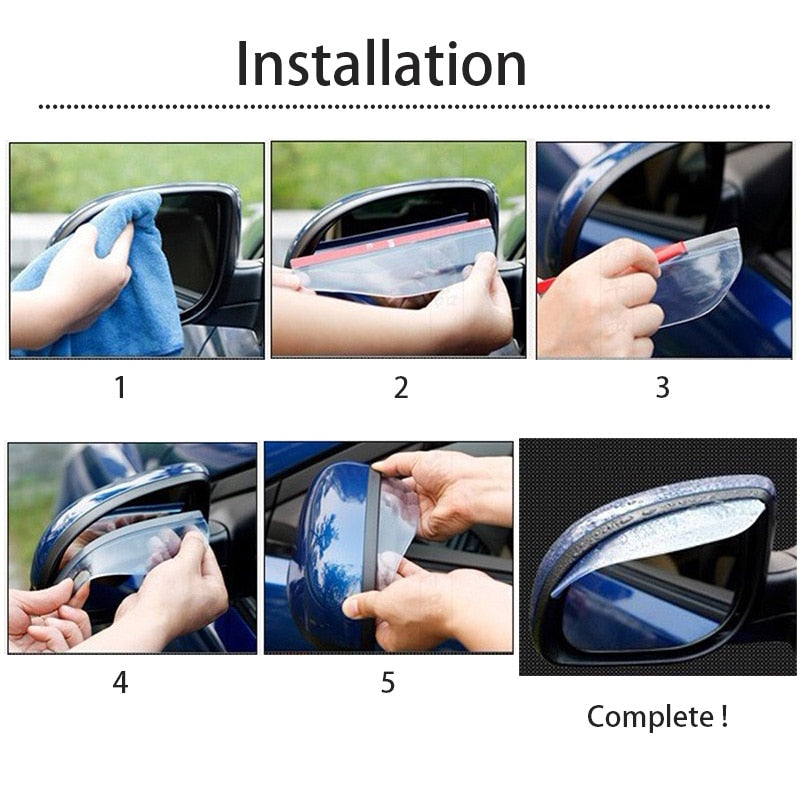 2Pcs Car Rear View Mirror Rain Eyebrow Visor