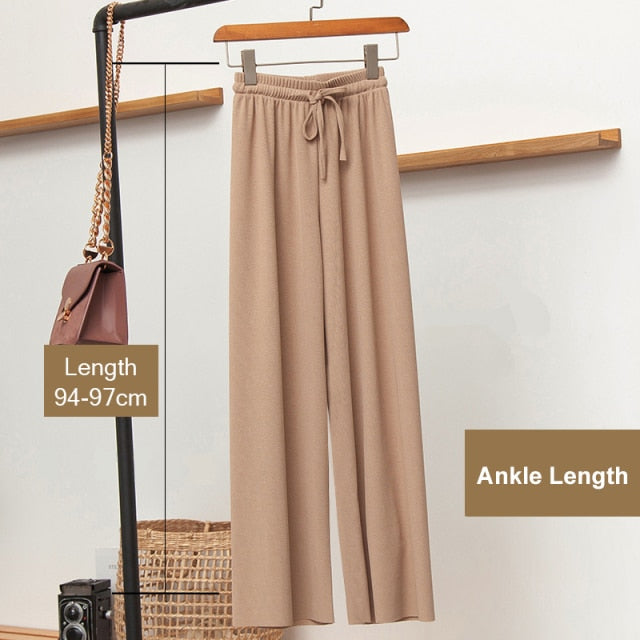 Ice Silk Wide Leg Pants Women