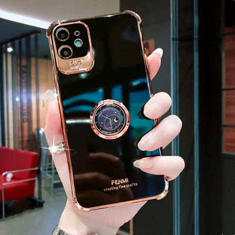 New Creative Clock Bracket Electroplating Phone Case For iPhone