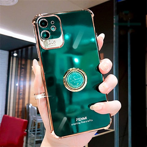 New Creative Clock Bracket Electroplating Phone Case For iPhone