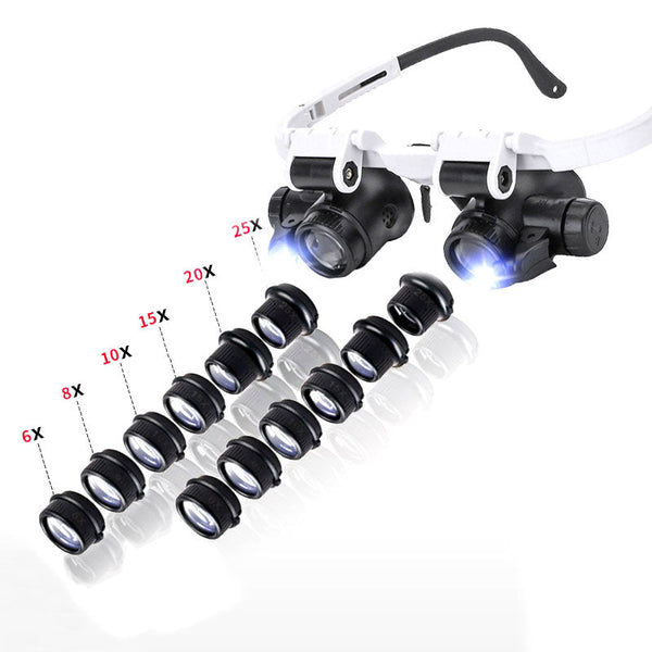 LED Glasses Magnifier ( 6x 8x 10x 15x 20x 23x )