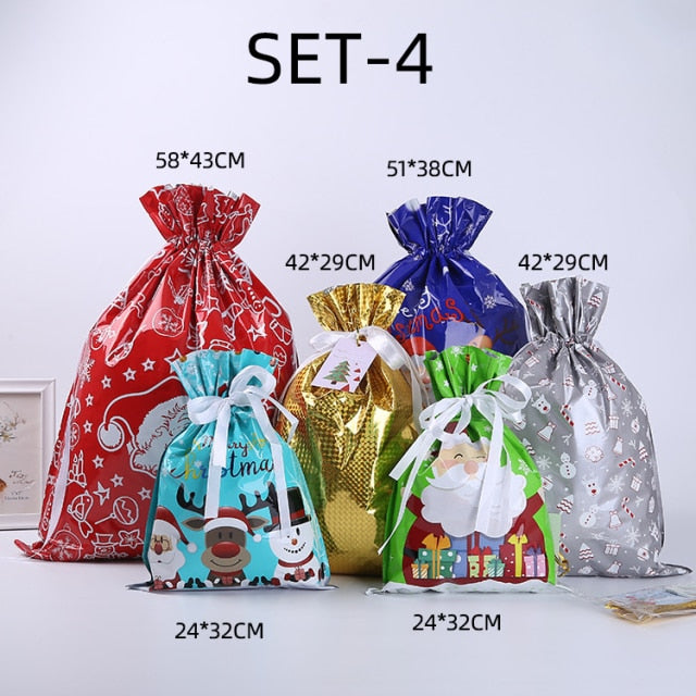 Christmas Drawstring Gift Bag Pack