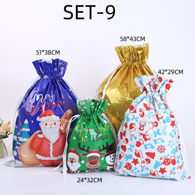 Christmas Drawstring Gift Bag Pack