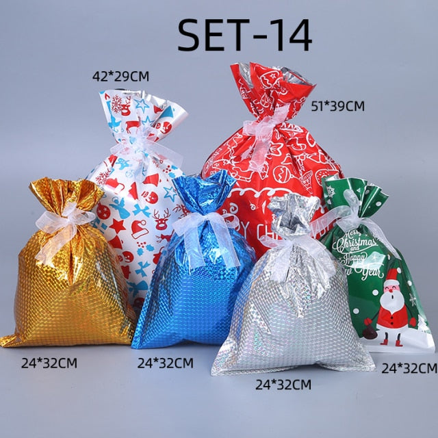 Christmas Drawstring Gift Bag Pack