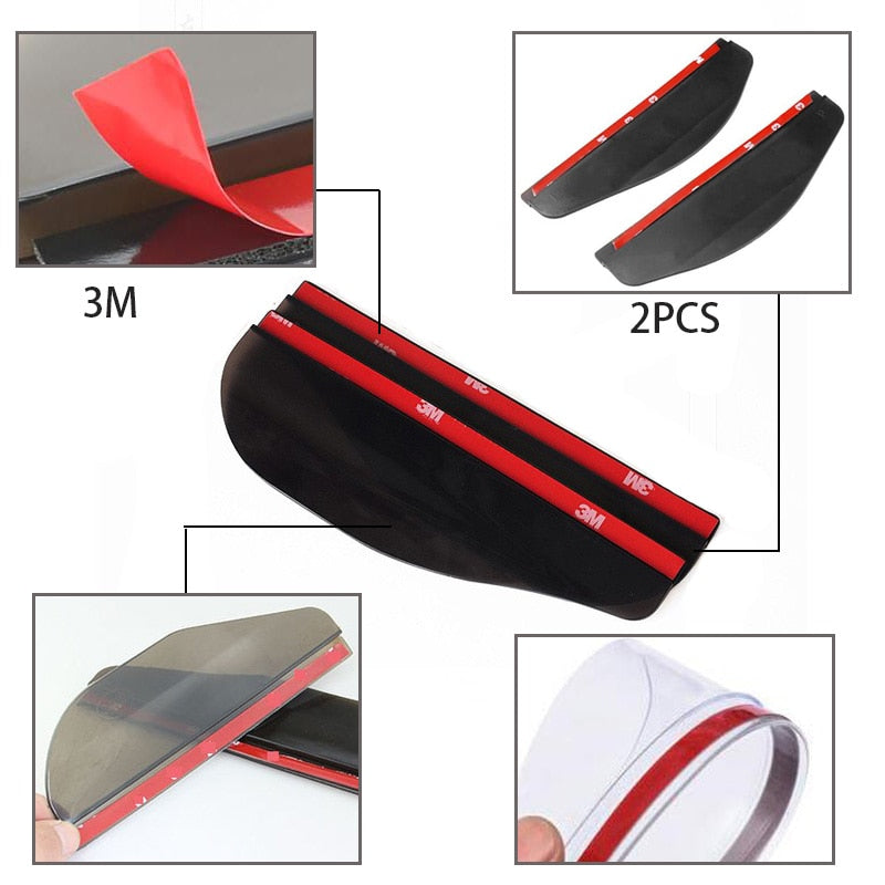 2Pcs Car Rear View Mirror Rain Eyebrow Visor