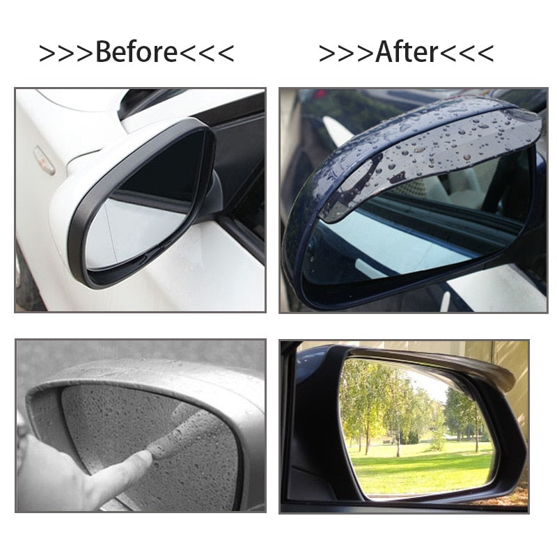 2Pcs Car Rear View Mirror Rain Eyebrow Visor