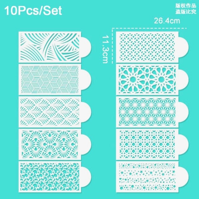 Cake Lace Decoration Stencil Set (10pcs)