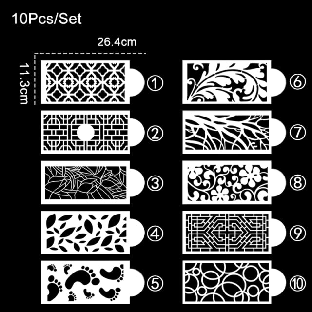 Cake Lace Decoration Stencil Set (10pcs)