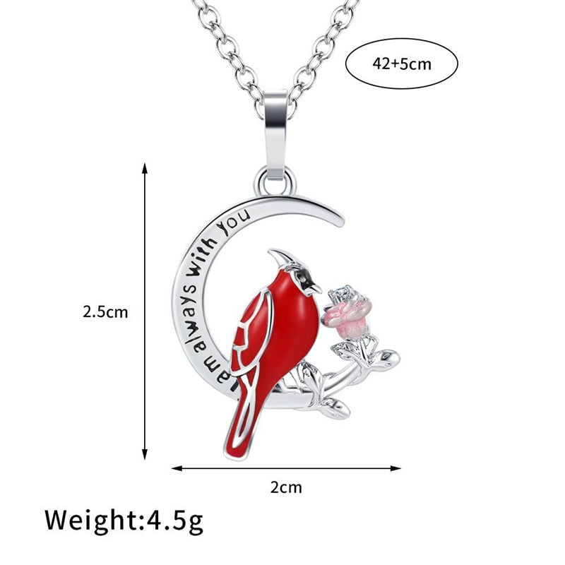 Cardinal Heart Pendant Necklace