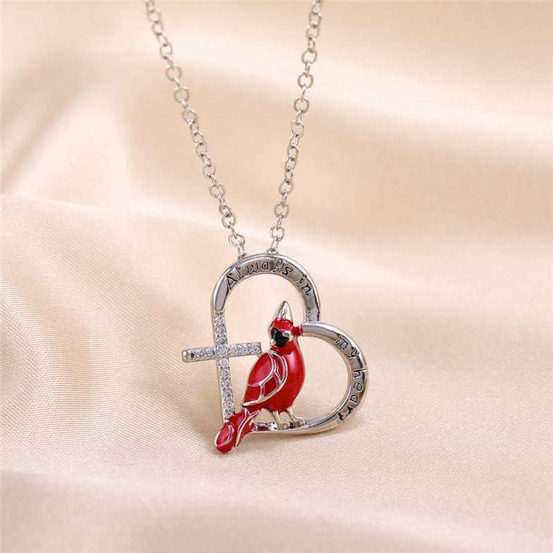 Cardinal Heart Pendant Necklace