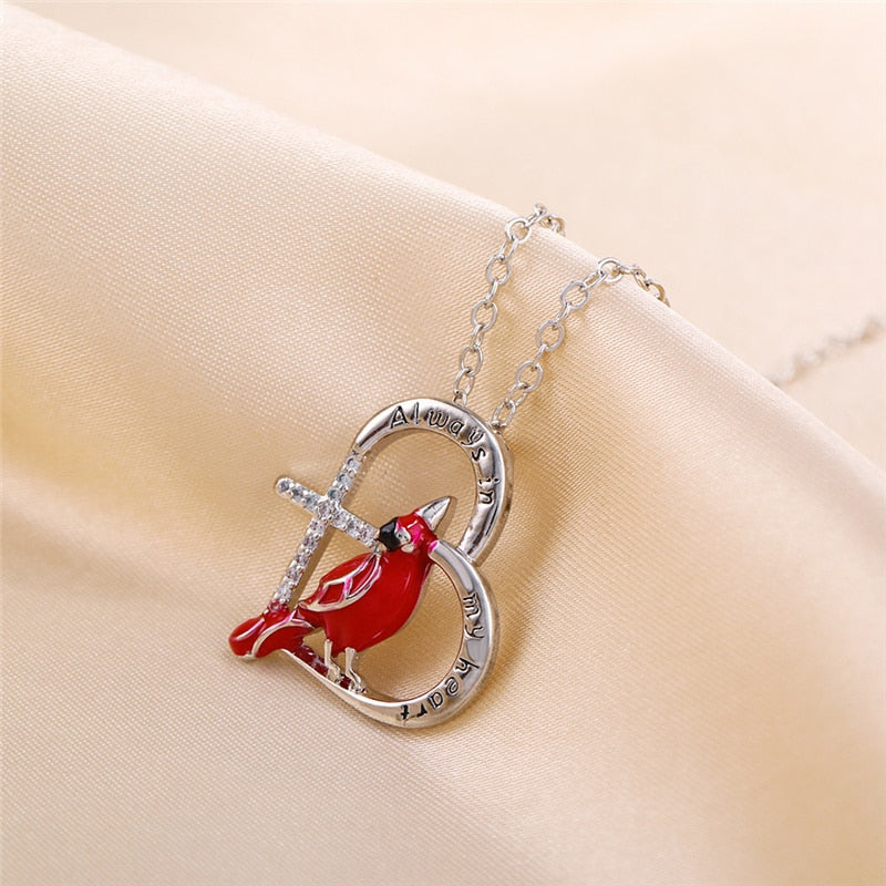 Cardinal Heart Pendant Necklace