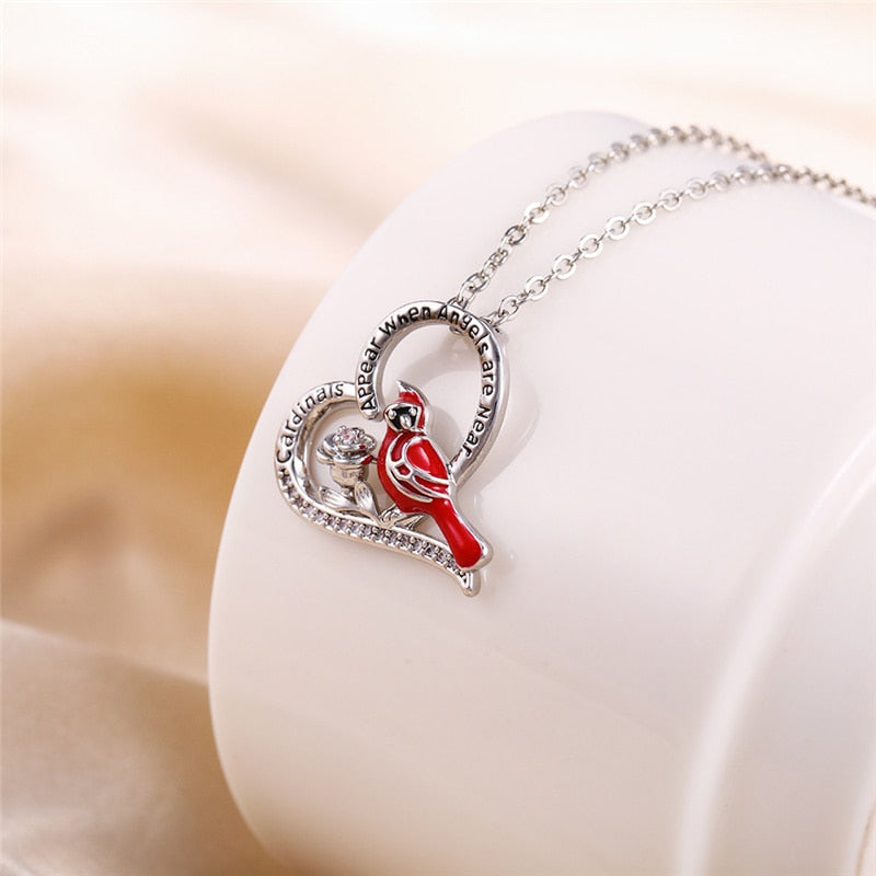 Cardinal Heart Pendant Necklace