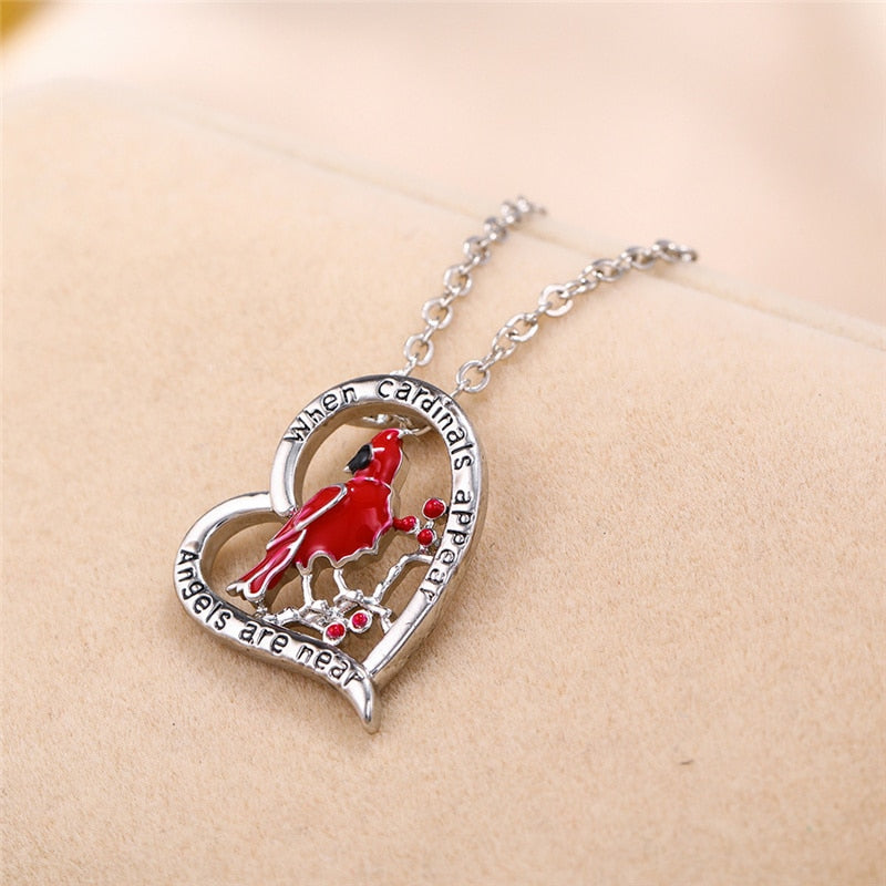 Cardinal Heart Pendant Necklace