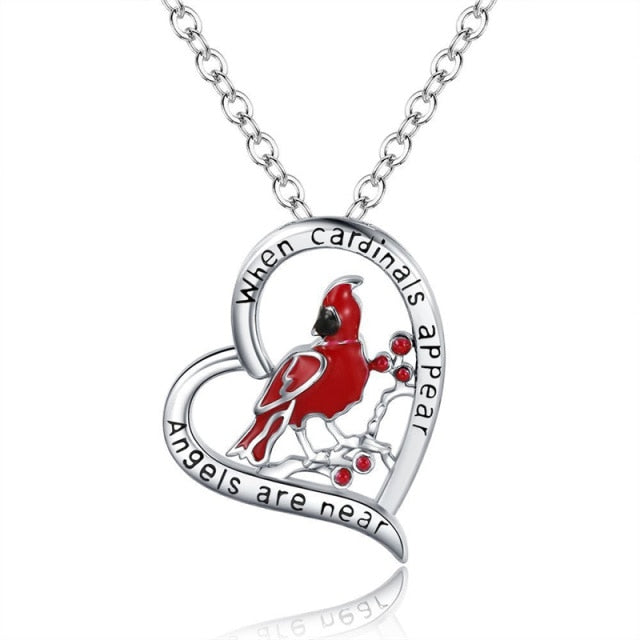 Cardinal Heart Pendant Necklace